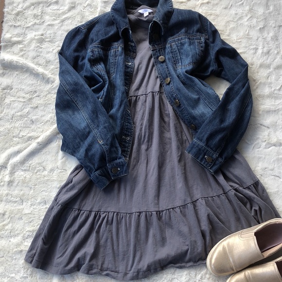 Time & Tru Gray Tiered Dress -Medium - Picture 2 of 5